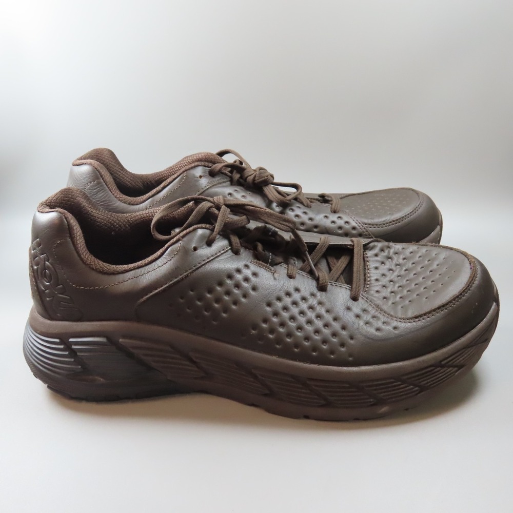 Size 12.5 (2E)- Hoka One One Gaviota LTR Wide Brown Leather EUC!